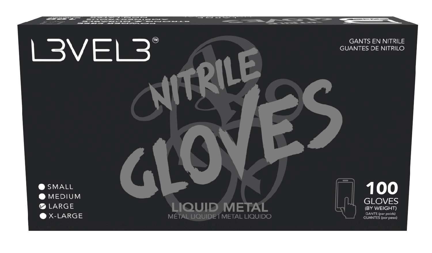 LEVEL3 NITRILE GLOVES METAL [LARGE] 100 PC