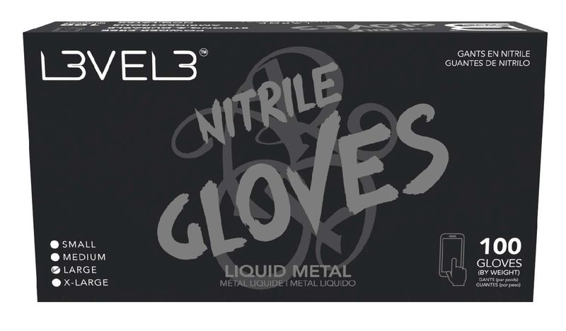 LEVEL3 NITRILE GLOVES METAL [LARGE] 100 PC