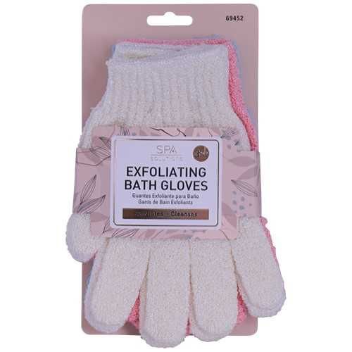 CALA EXFOLIATING BATH GLOVES (CREAM/PINK) (3PAIRS/PK)