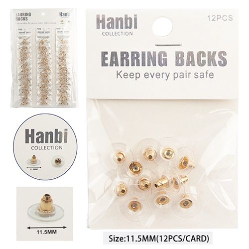 HANBI COLLECTION EARRING BACKS GOLD 1DZ 11.5MM