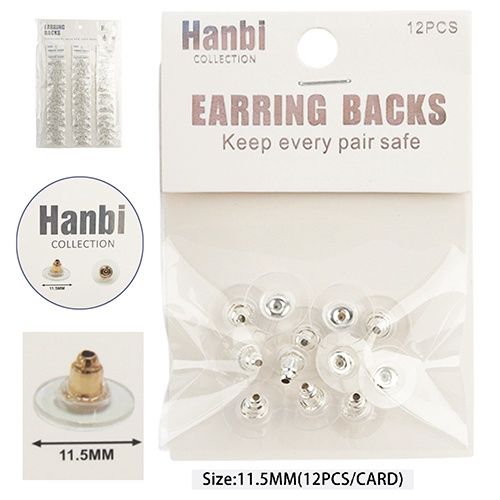 HANBI COLLECTION EARRING BACKS SILVER 1DZ 11.5MM
