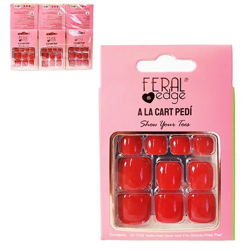 HIGH QUALITY PRESS ON TOE NAILS RED