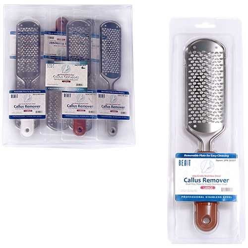 BEAUT STAINLESS STEEL LARGE CALLUS REMOVER BLISTER 6PC-SILVE
