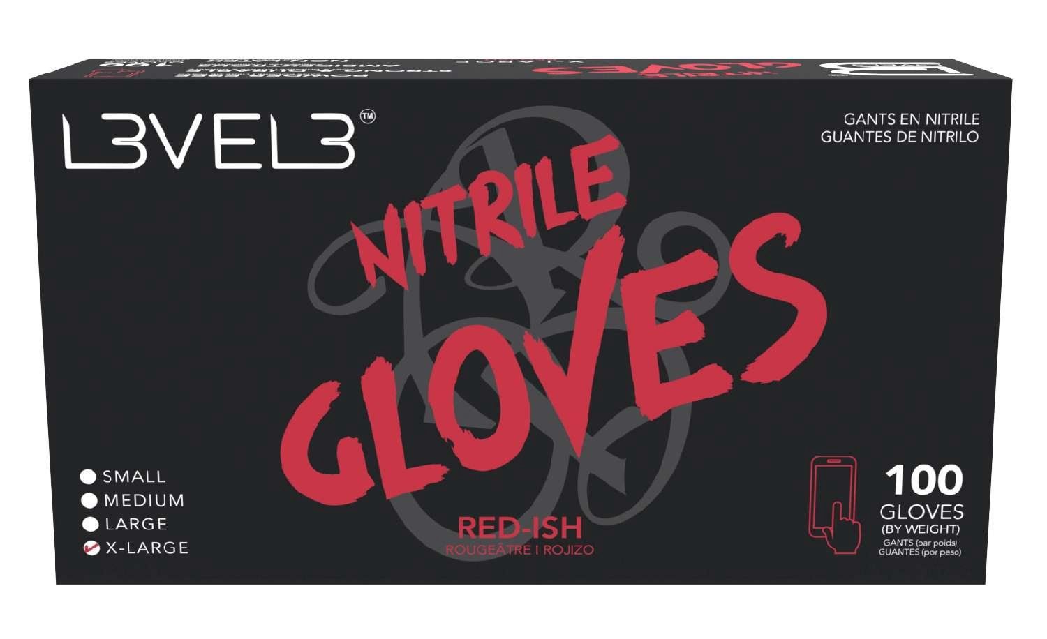 LEVEL3 NITRILE GLOVES RED [X-LARGE] 100 PC
