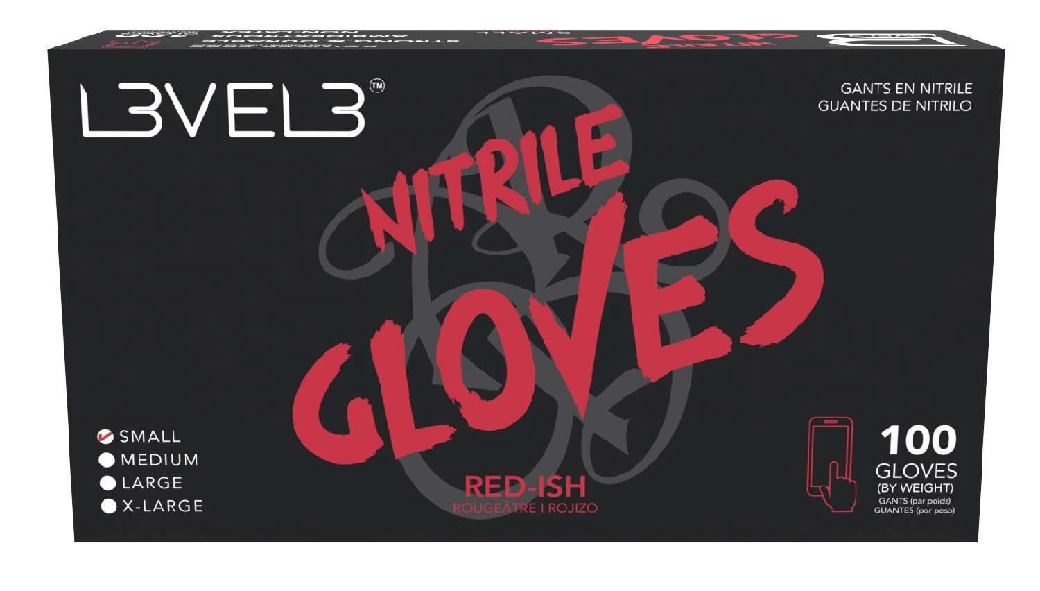 LEVEL3 NITRILE GLOVES RED [SMALL] 100 PC