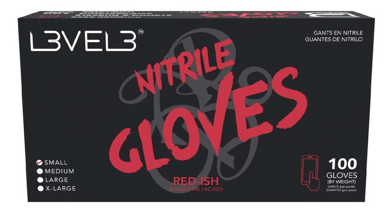 LEVEL3 NITRILE GLOVES RED [SMALL] 100 PC