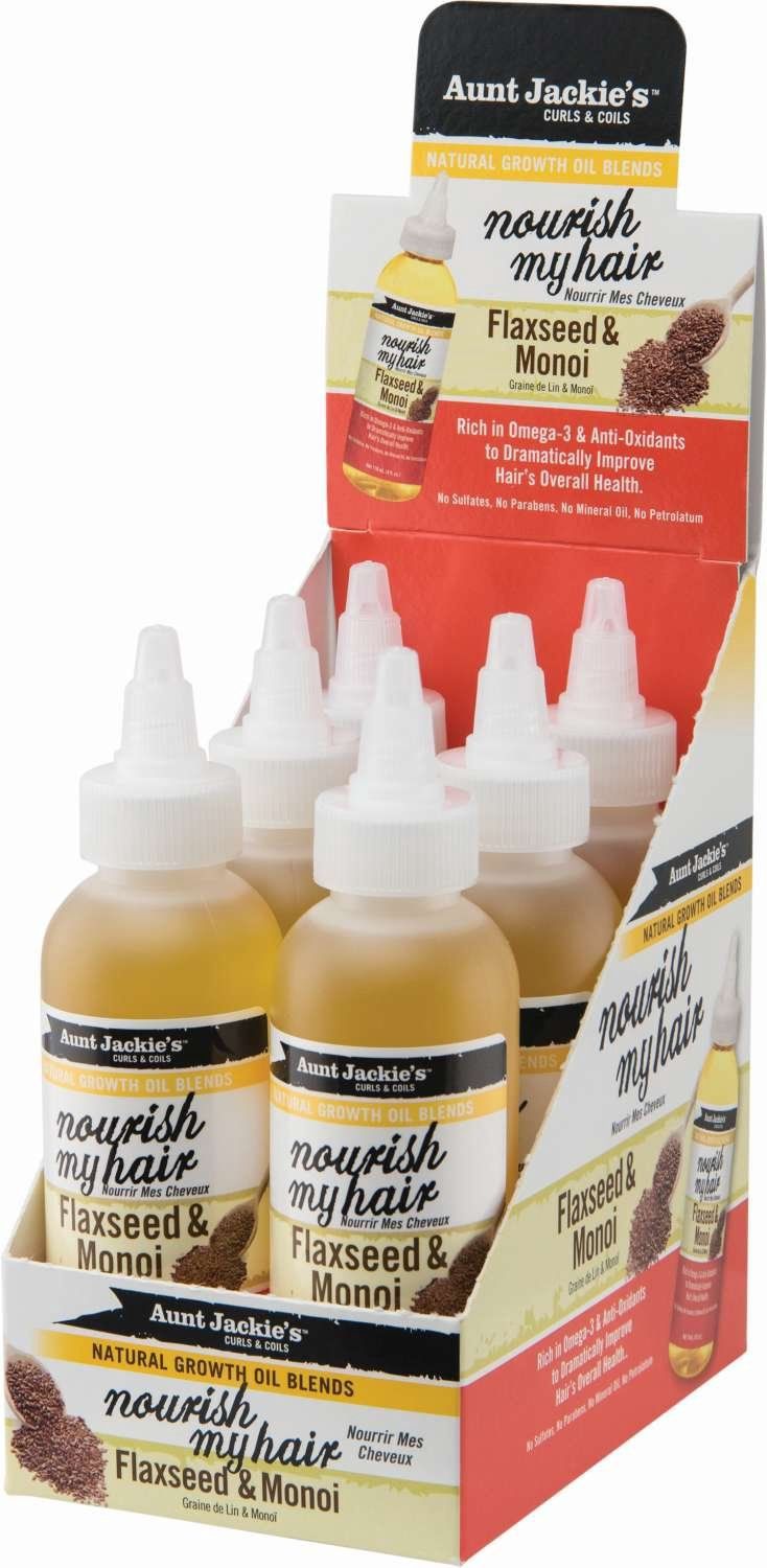 AUNT JACKIE OIL FLAXSEED/MONOI 6/DP 4 OZ
