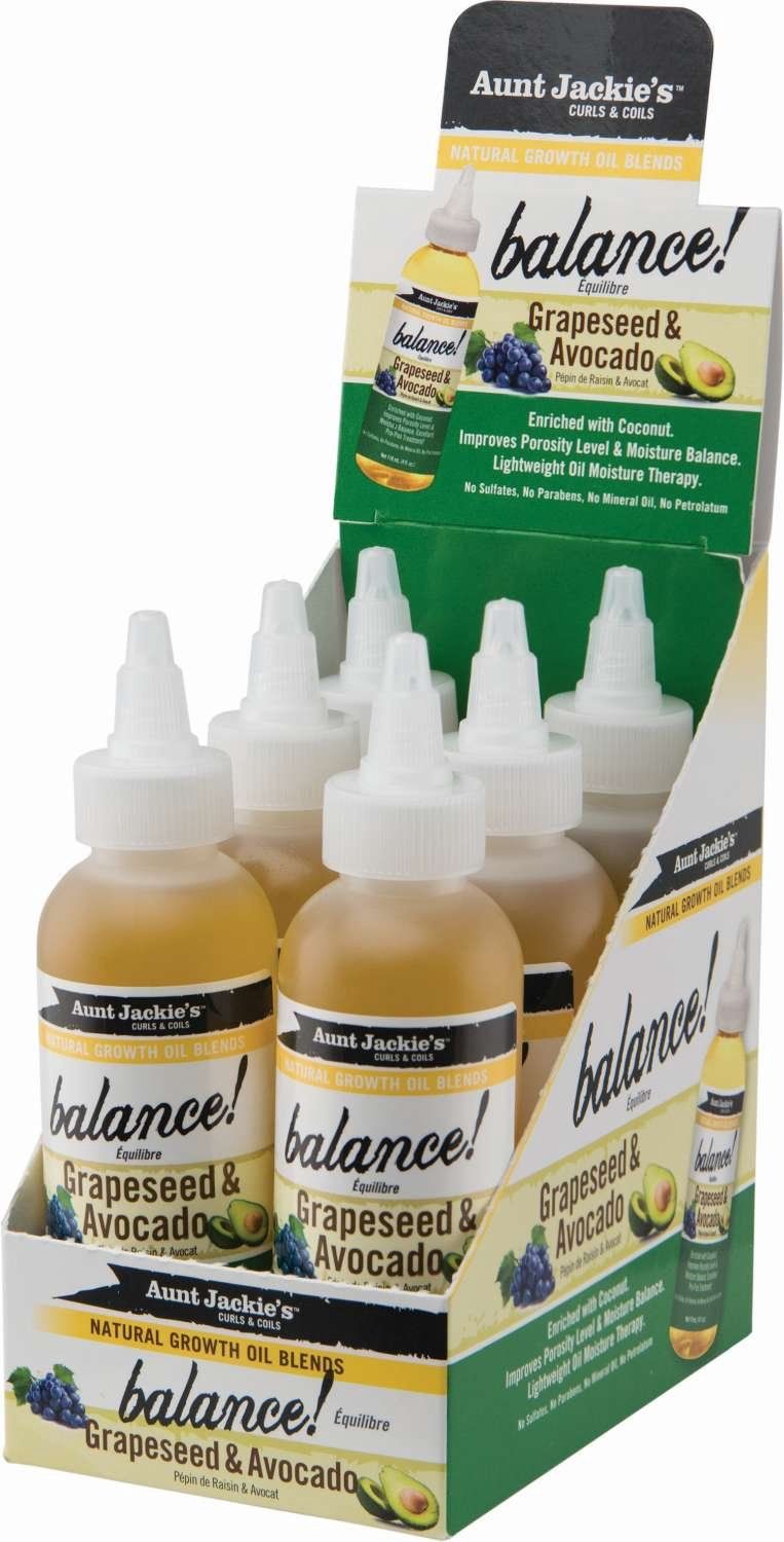 AUNT JACKIE OIL GRAPESEED/AVOCADO 6/DP 4 OZ