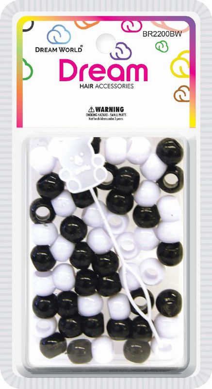 DREAM BEAD 12MM 60PC BK/WH