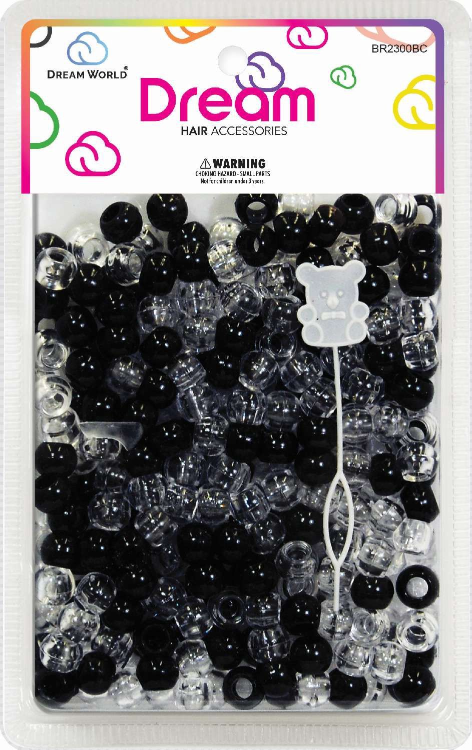 DREAM BEAD 12MM 200 PC BK/CLR