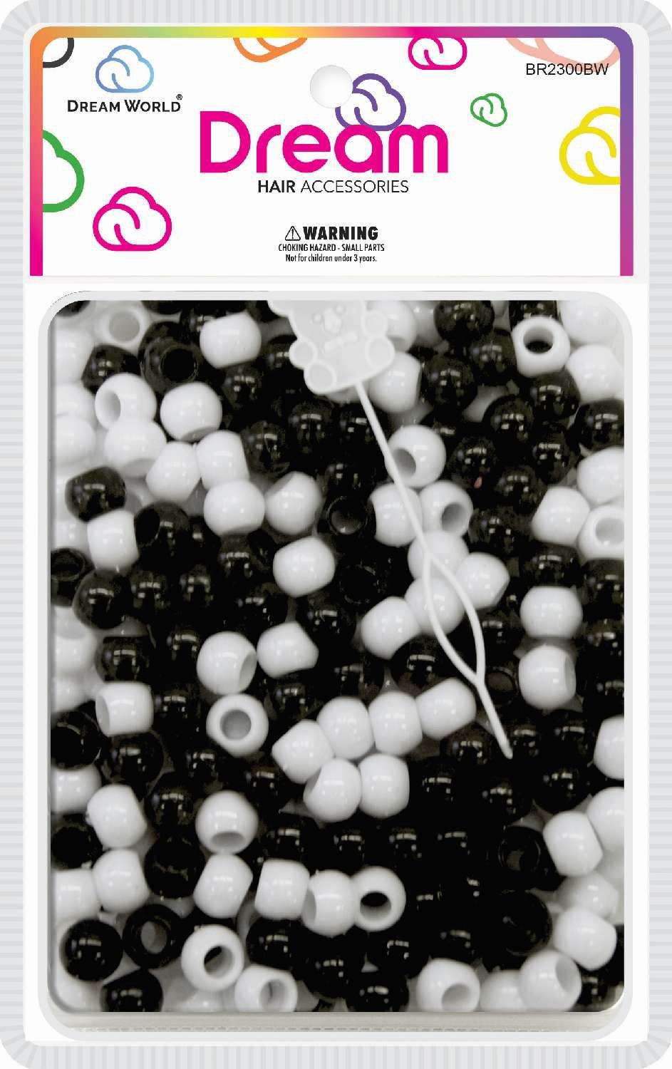 DREAM BEAD 12MM 200 PC BK/WH