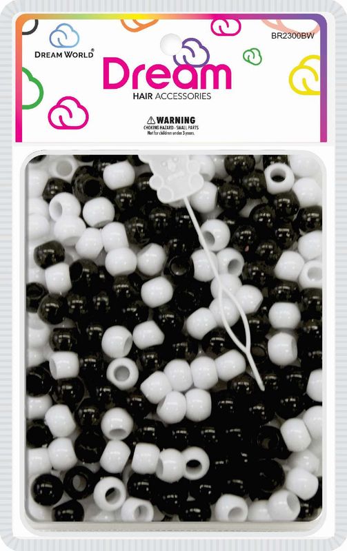 DREAM BEAD 12MM 200 PC BK/WH