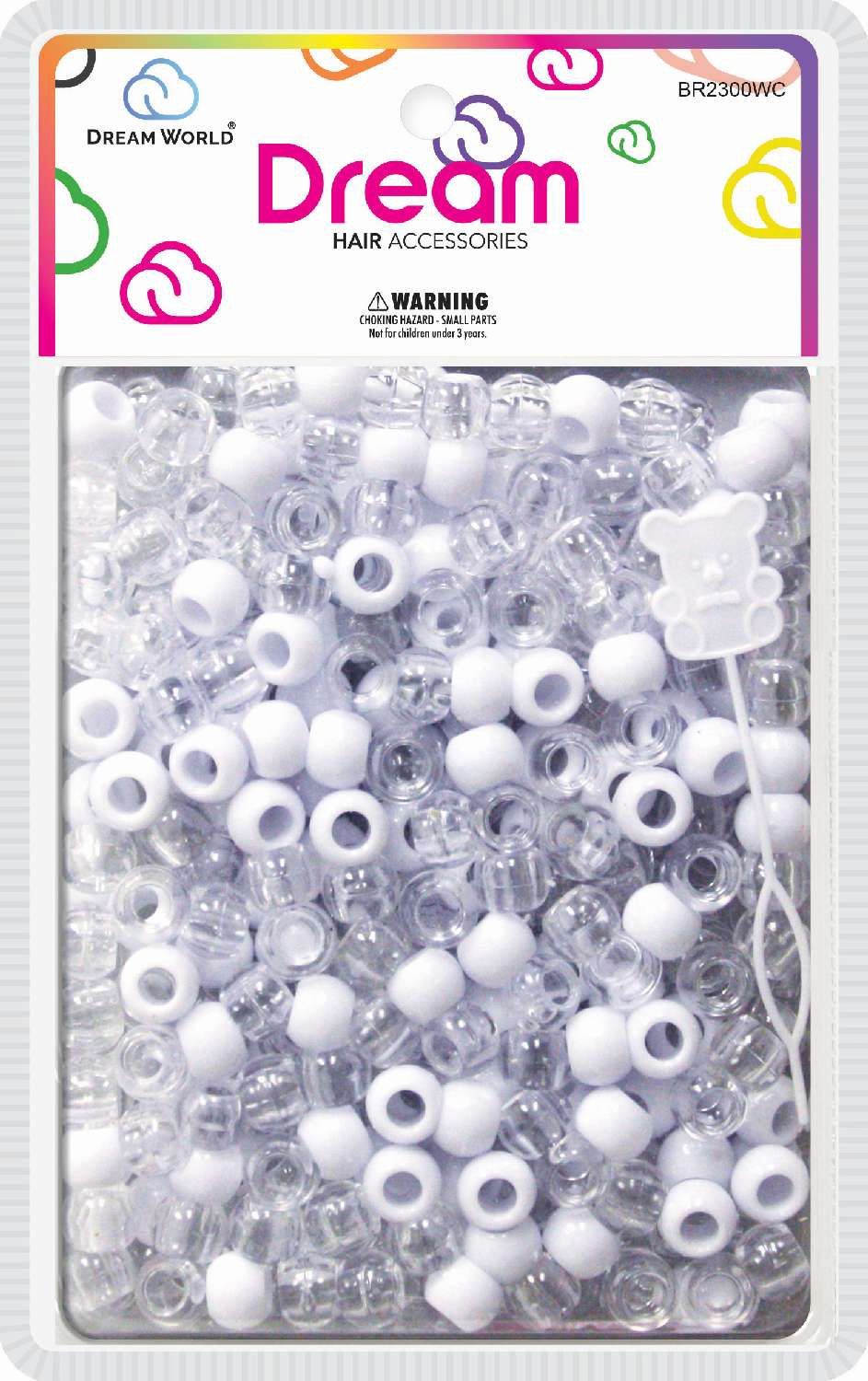 DREAM BEAD 12MM 200 PC WH/CLR