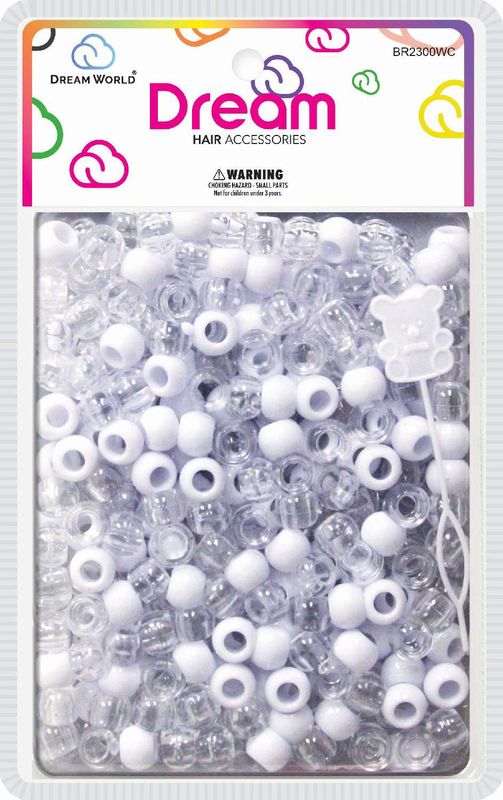 DREAM BEAD 12MM 200 PC WH/CLR