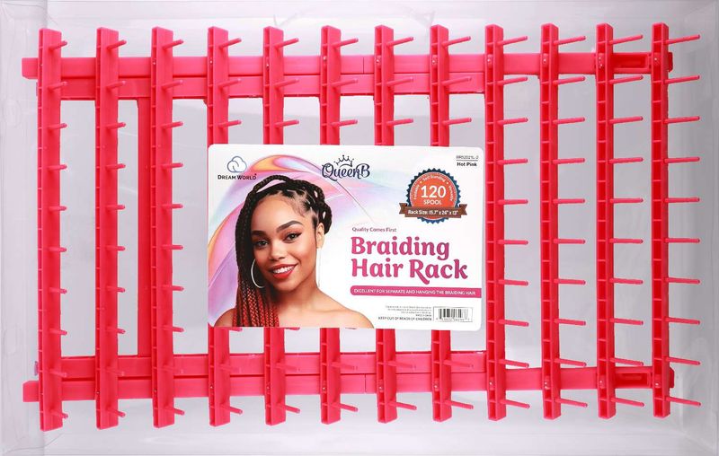 DREAM BRAIDING HAIR RACK LARGE HOT PINK 120 SPOOLS