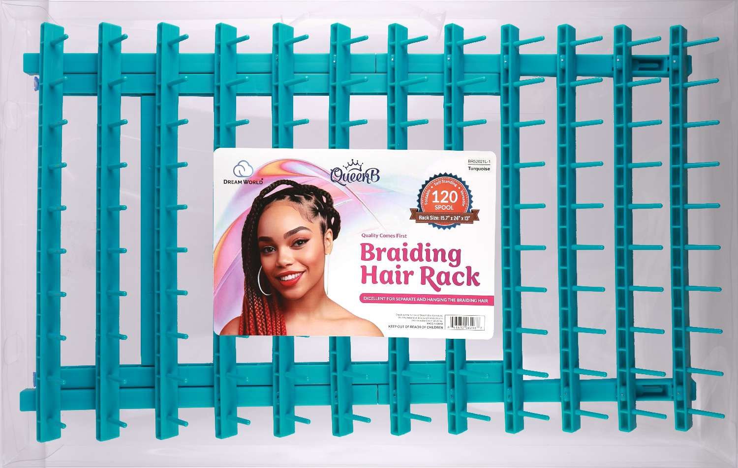 DREAM BRAIDING HAIR RACK LARGE TURQUOISE 120 SPOOLS