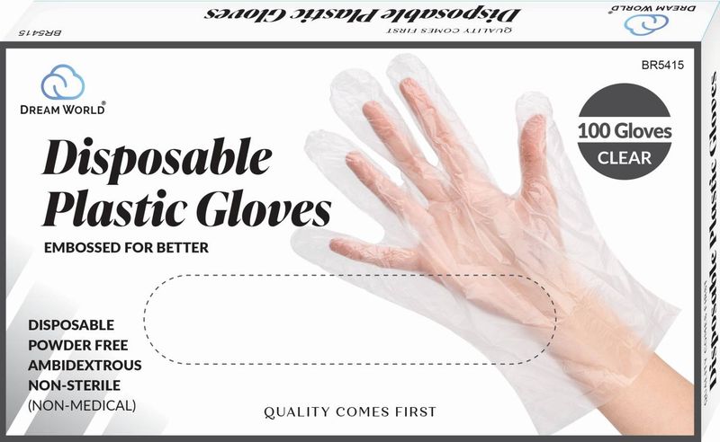 DREAM GLOVES DISPOSABLE 100PC/BX CLEAR