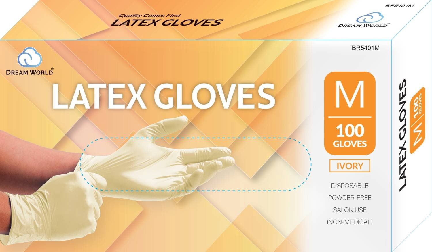 DREAM GLOVES LATEX 100PC/BOX MEDIUM