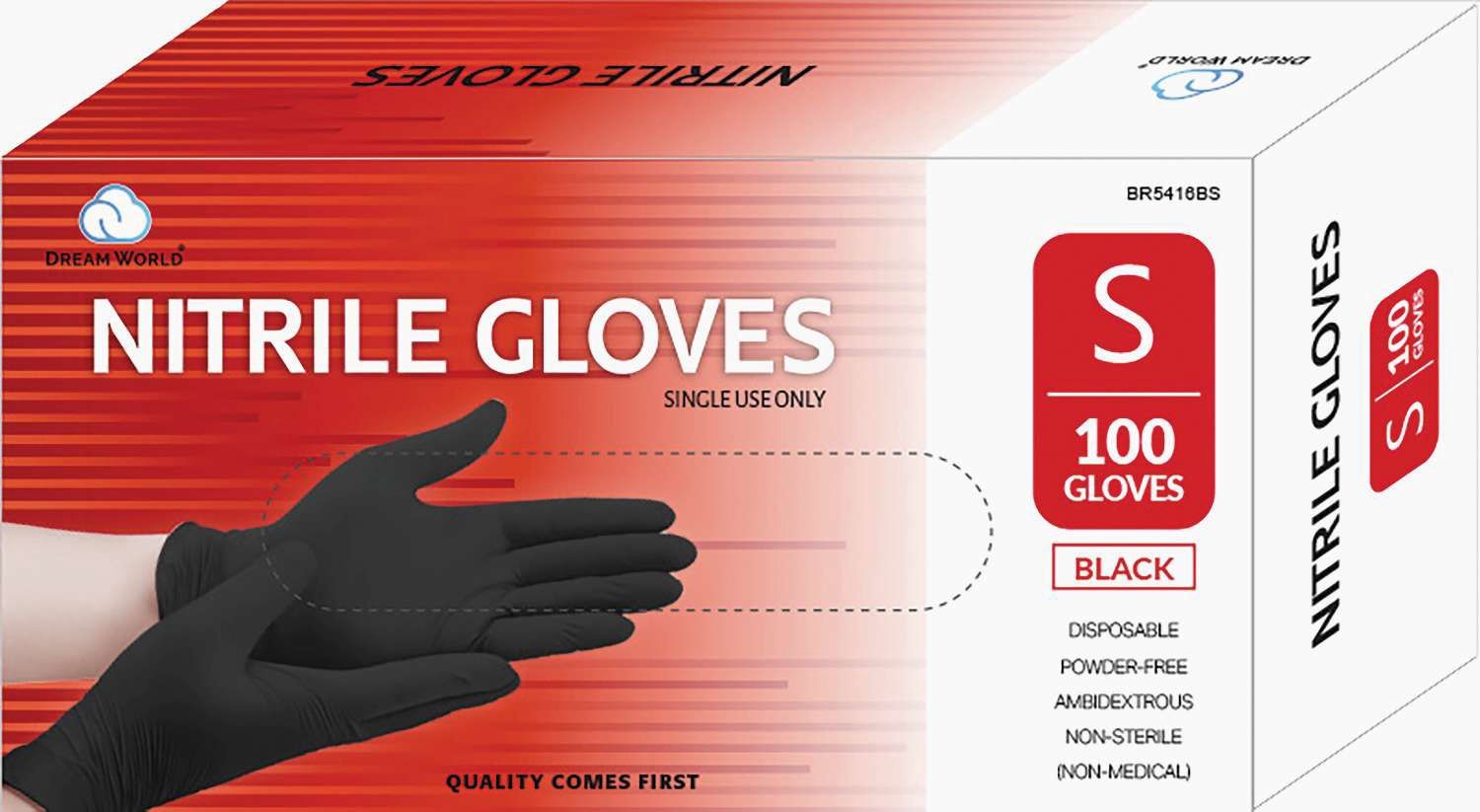 DREAM GLOVES NITRILE 100PC/BX BLACK SMALL