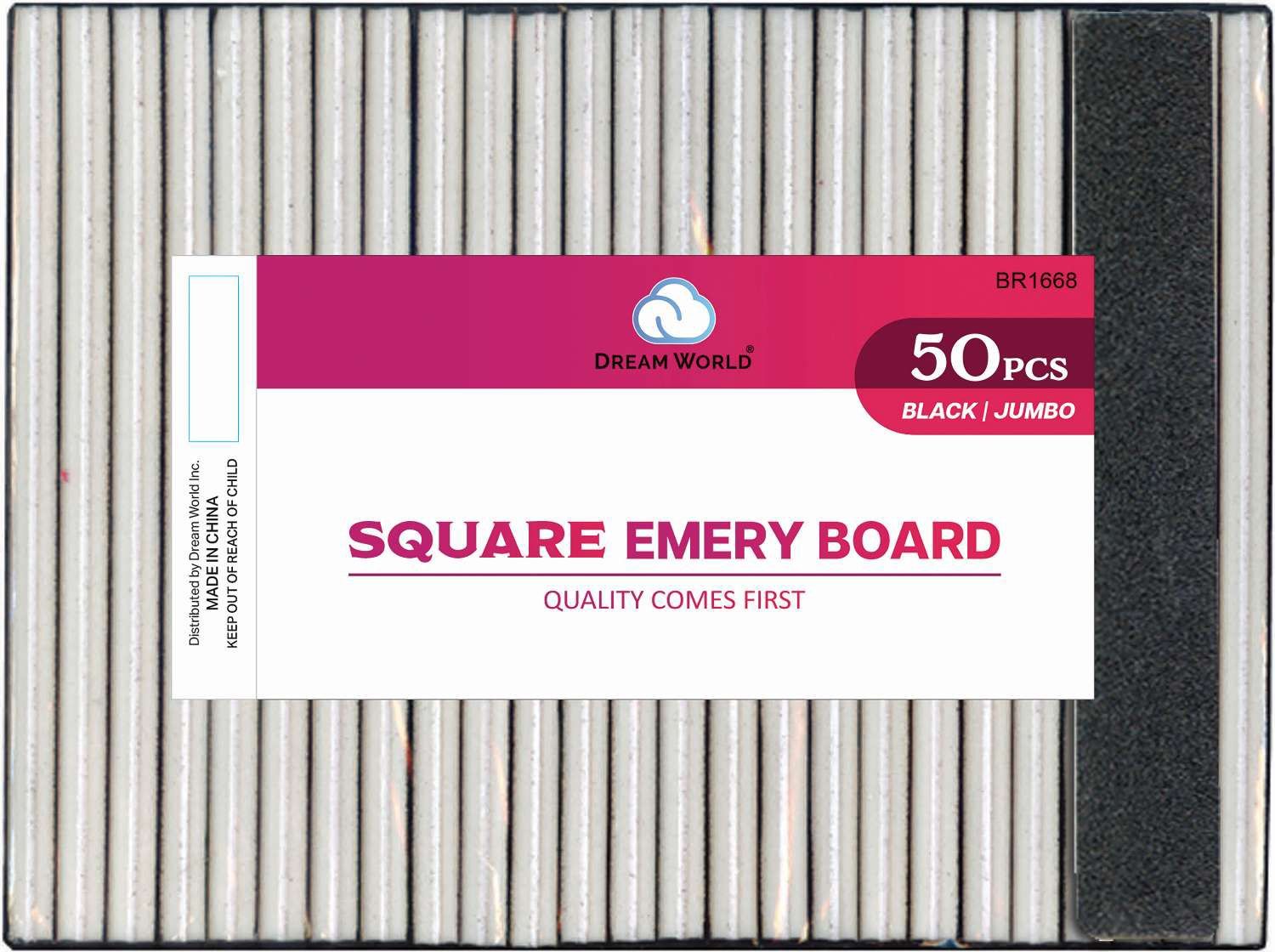 DREAM NAIL EMERY BOARD BK SQR JMB 50PCS