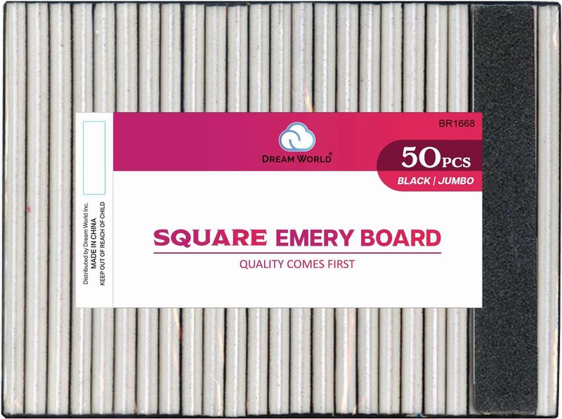 DREAM NAIL EMERY BOARD BK SQR JMB 50PCS