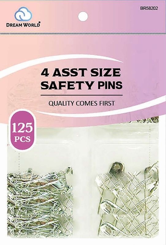 DREAM PIN SAFETY 4 ASST SIZE 125PC/PK SILVER