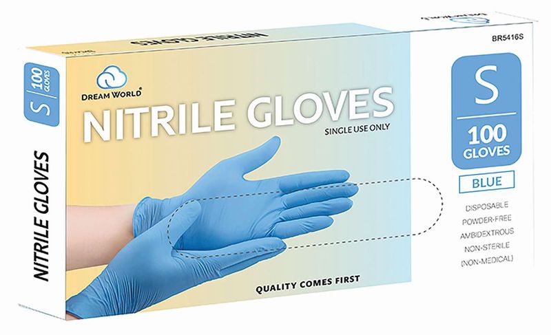 DREAM GLOVES NITRILE 100PC/BX BLUE SMALL