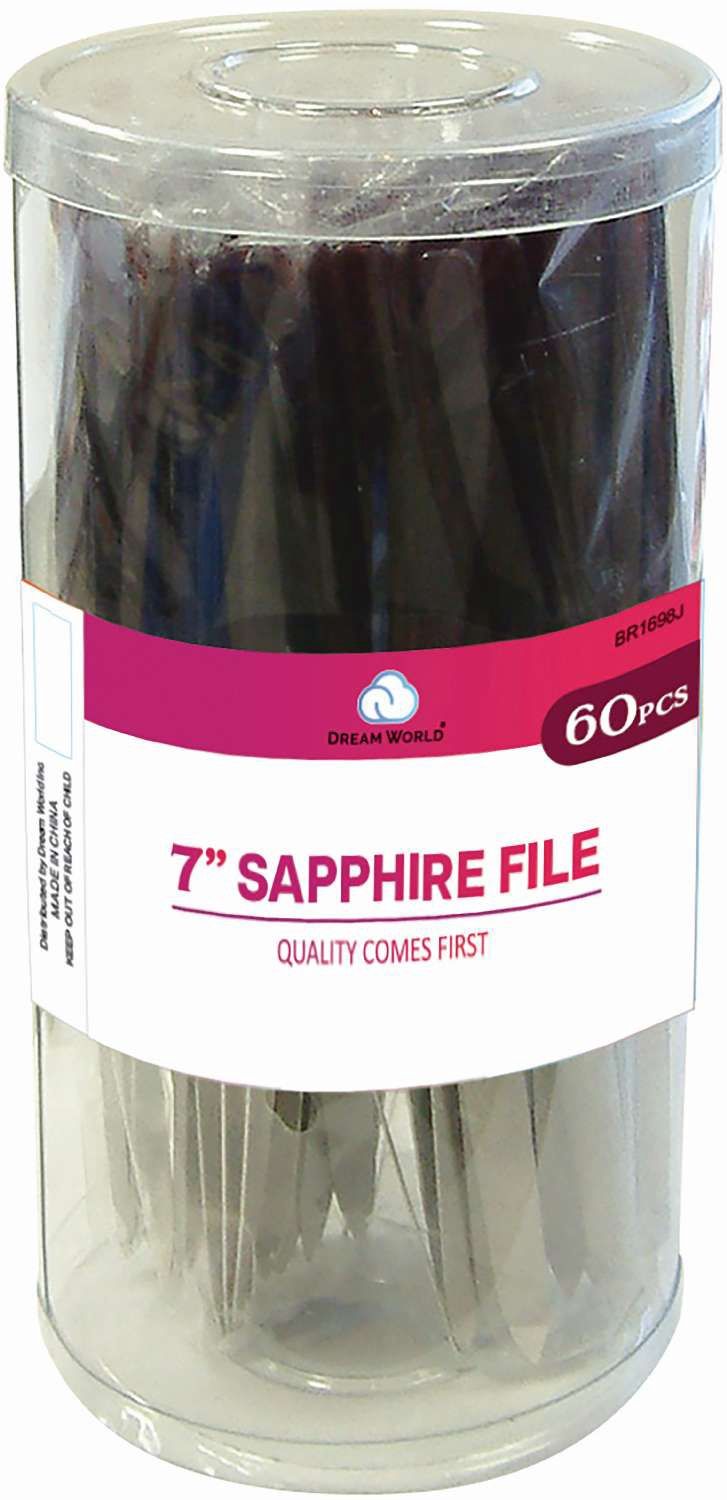 DREAM NAIL FILE SAPPHIRE METAL 7 IN JR 60PC/JR