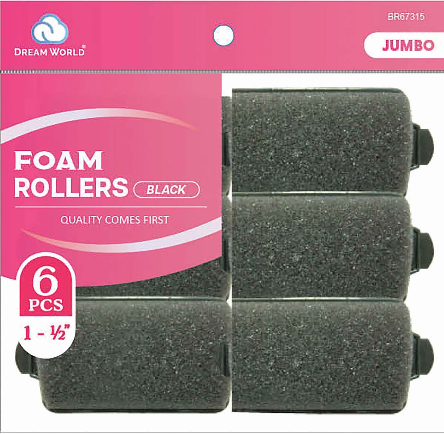 DREAM ROLLER FOAM-BK 6CT JUMBO 1.5 IN