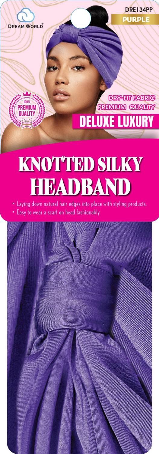 DREAM W-KNOTTED SILKY HEADBAND PURPLE