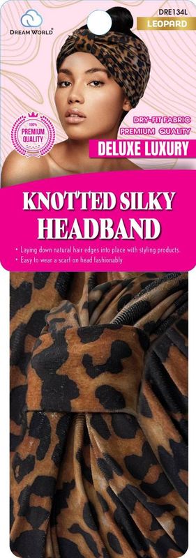 DREAM W-KNOTTED SILKY HEADBAND LEOPARD