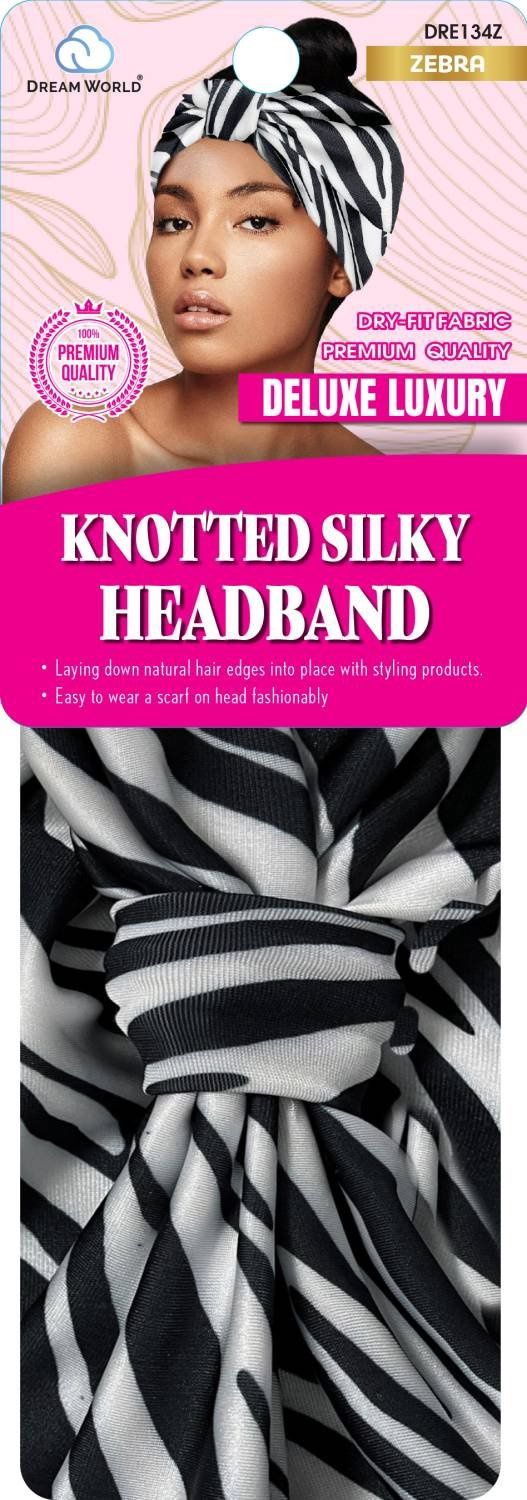DREAM W-KNOTTED SILKY HEADBAND ZEBRA
