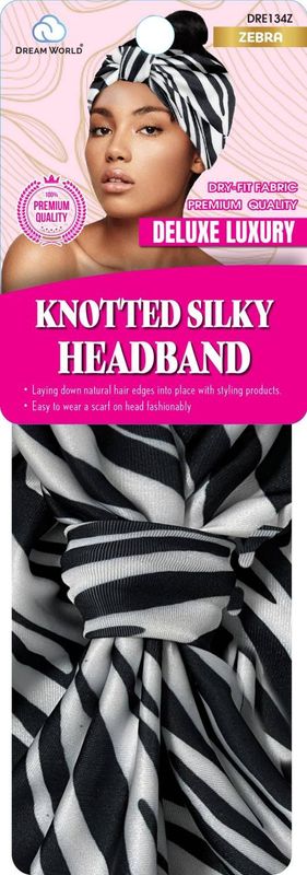DREAM W-KNOTTED SILKY HEADBAND ZEBRA