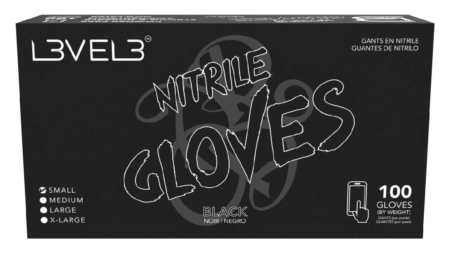 LEVEL3 NITRILE GLOVES BLACK [SMALL] 100 PC