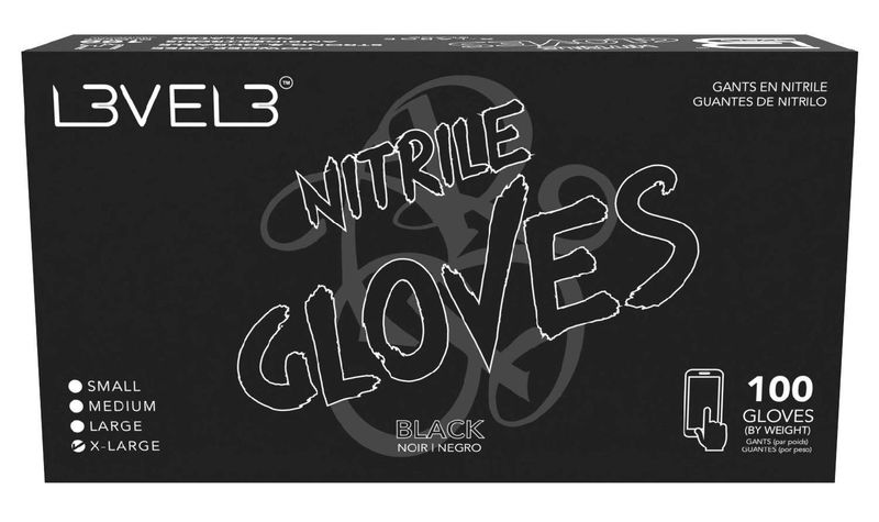 LEVEL3 NITRILE GLOVES BLACK [X-LARGE] 100 PC