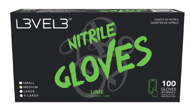 LEVEL3 NITRILE GLOVES LIME [MEDIUM] 100 PC