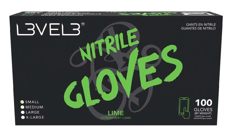 LEVEL3 NITRILE GLOVES LIME [SMALL] 100 PC