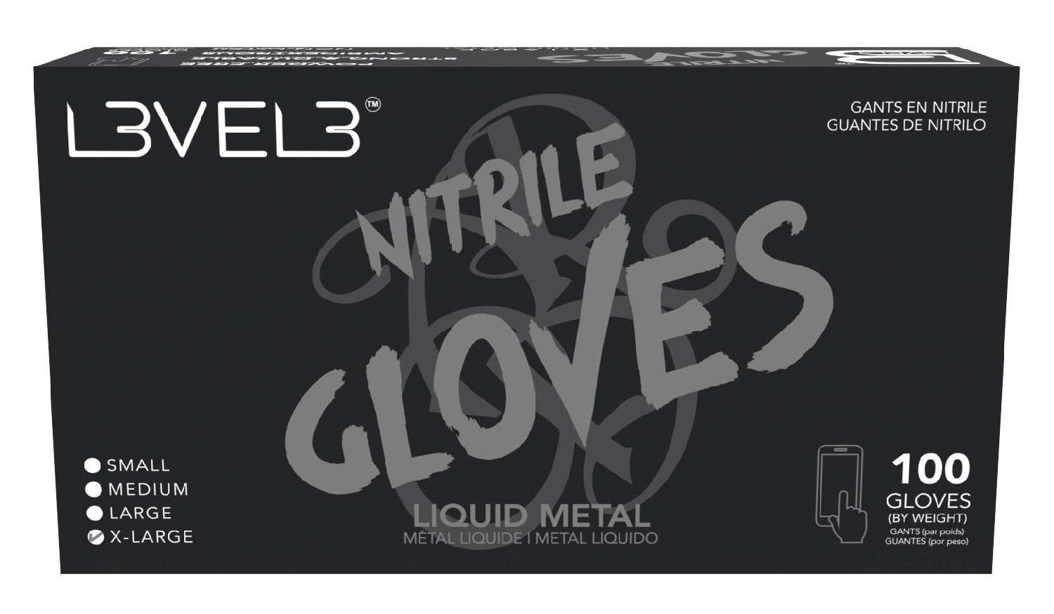 LEVEL3 NITRILE GLOVES METAL [X-LARGE] 100 PC
