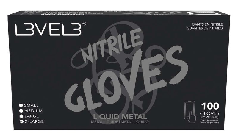 LEVEL3 NITRILE GLOVES METAL [X-LARGE] 100 PC