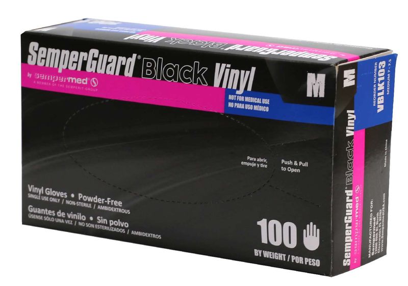 SEMPER VINYL P/FREE BLACK GLOVE [MEDIUM] 100 PCS