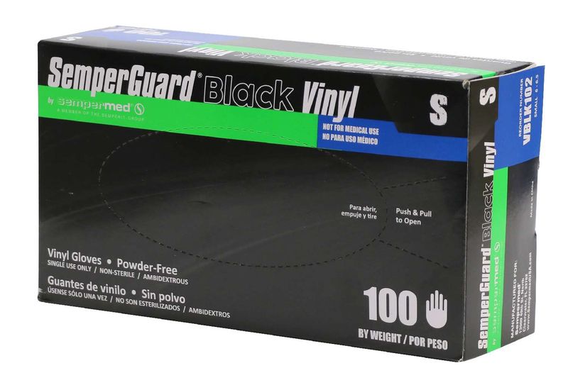 SEMPER VINYL P/FREE BLACK GLOVE [SMALL] 100 PCS