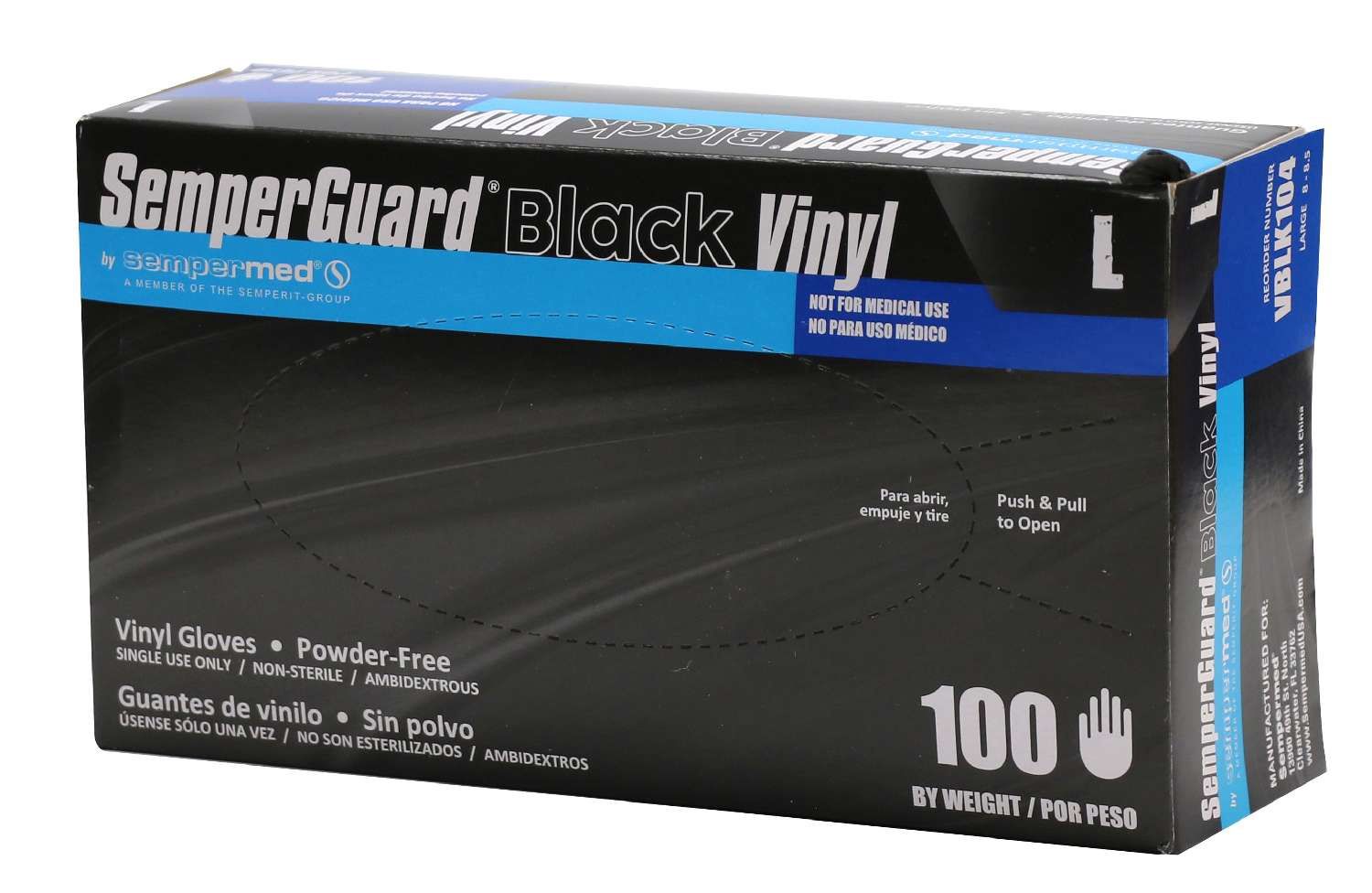 SEMPER VINYL P/FREE BLACK GLOVE [LARGE] 100 PCS