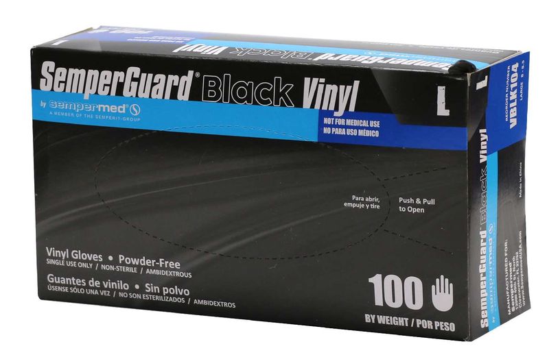 SEMPER VINYL P/FREE BLACK GLOVE [LARGE] 100 PCS