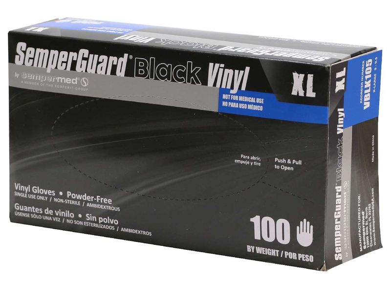 SEMPER VINYL P/FREE BLACK GLOVE [XLARGE] 100 PCS