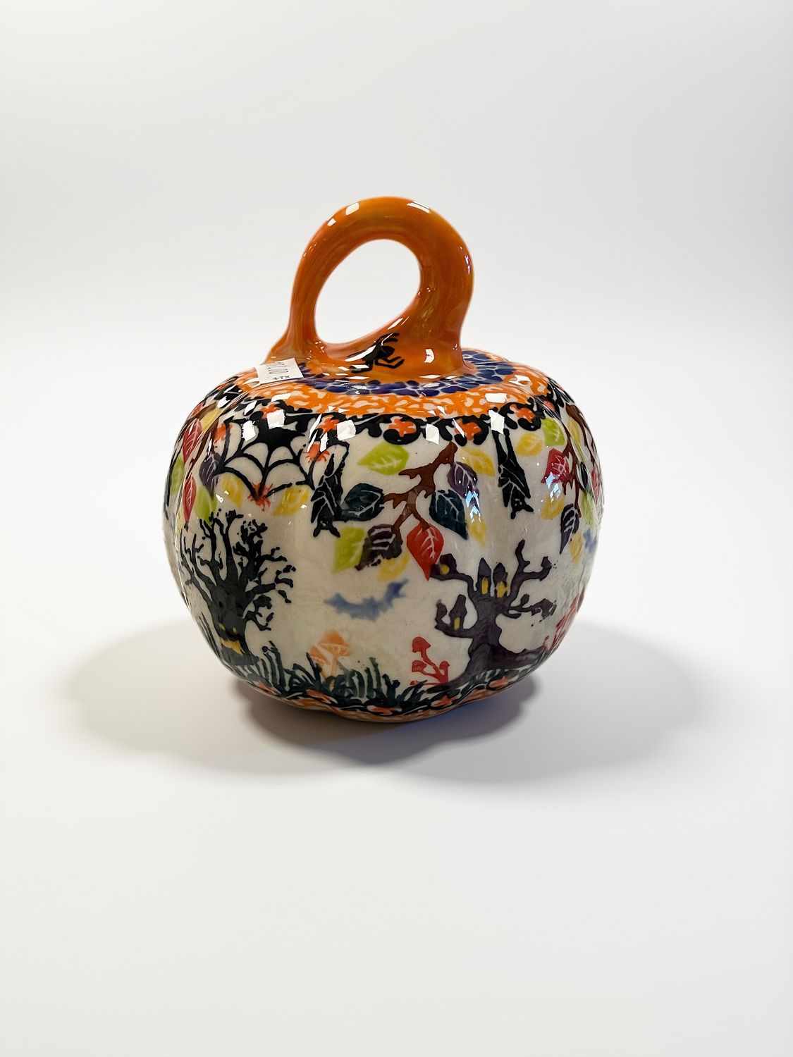Lidia's Polish Pottery - Small Pumpkin - Multicolored Leaf Pattern
