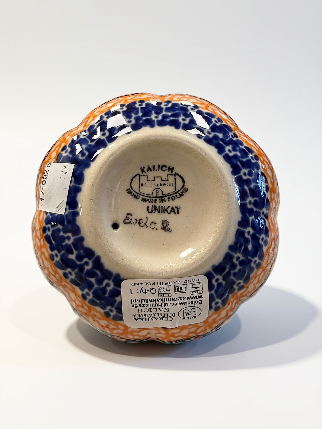 Lidia's Polish Pottery - Small Pumpkin - Multicolored Leaf Pattern