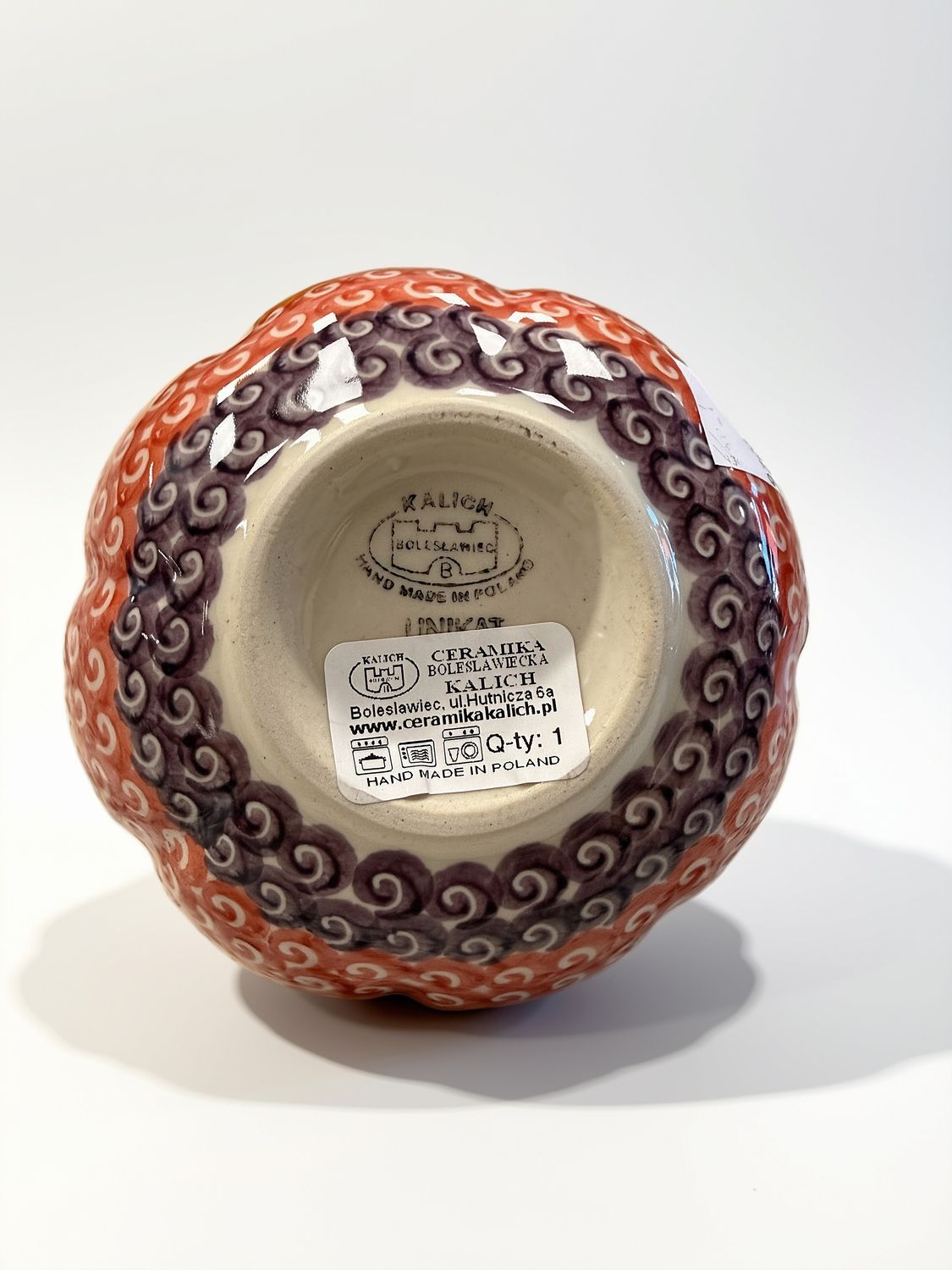Lidia's Polish Pottery - Small Pumpkin - Green Leaf Pattern