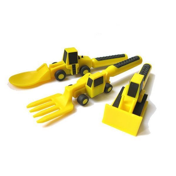 Constructive Eating Utensils, Set of 3, Color: Construction/ Yellow