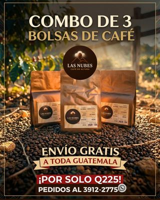 Combo 3× Café Las Nubes 12 oz en grano – Proceso Natural Guatemala