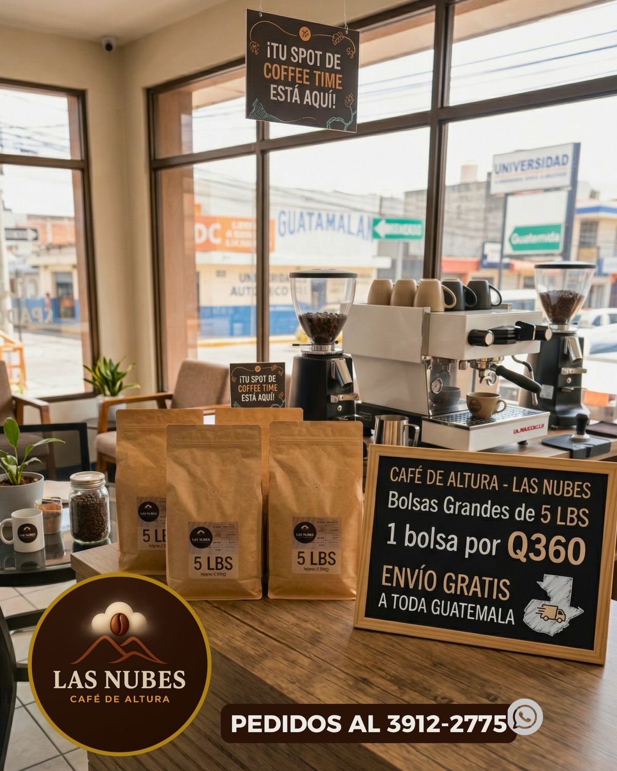 Café Las Nubes 5 lb en grano – Proceso Natural 1,600 msnm Guatemala